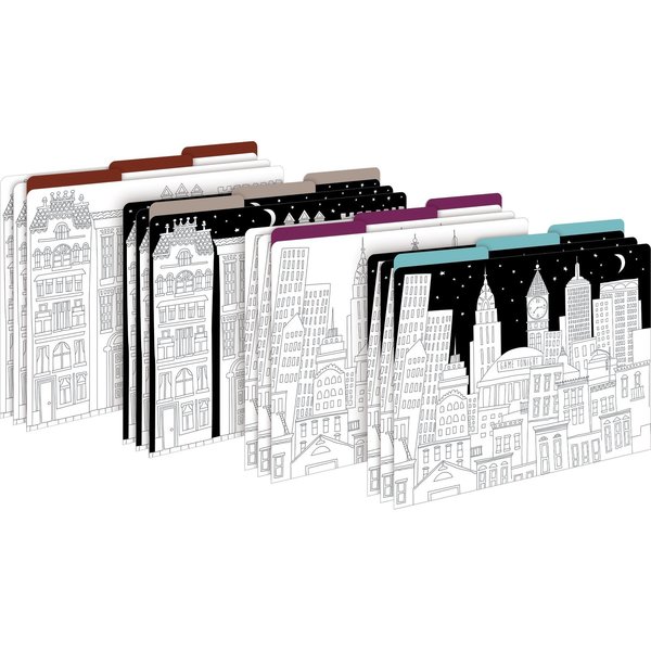 Barker Creek Color Me! Cityscapes Designer Letter-Size File Folders, Multi-Design Set, 12/Package 1344